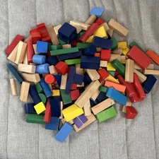 Wood Stacking Building Blocks Colorful Jenga 147 Pieces