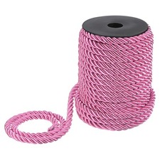 22 Yards Soft Twisted Rope Trim, 8mm Dark Pink Polyester Cord for DIY Craft