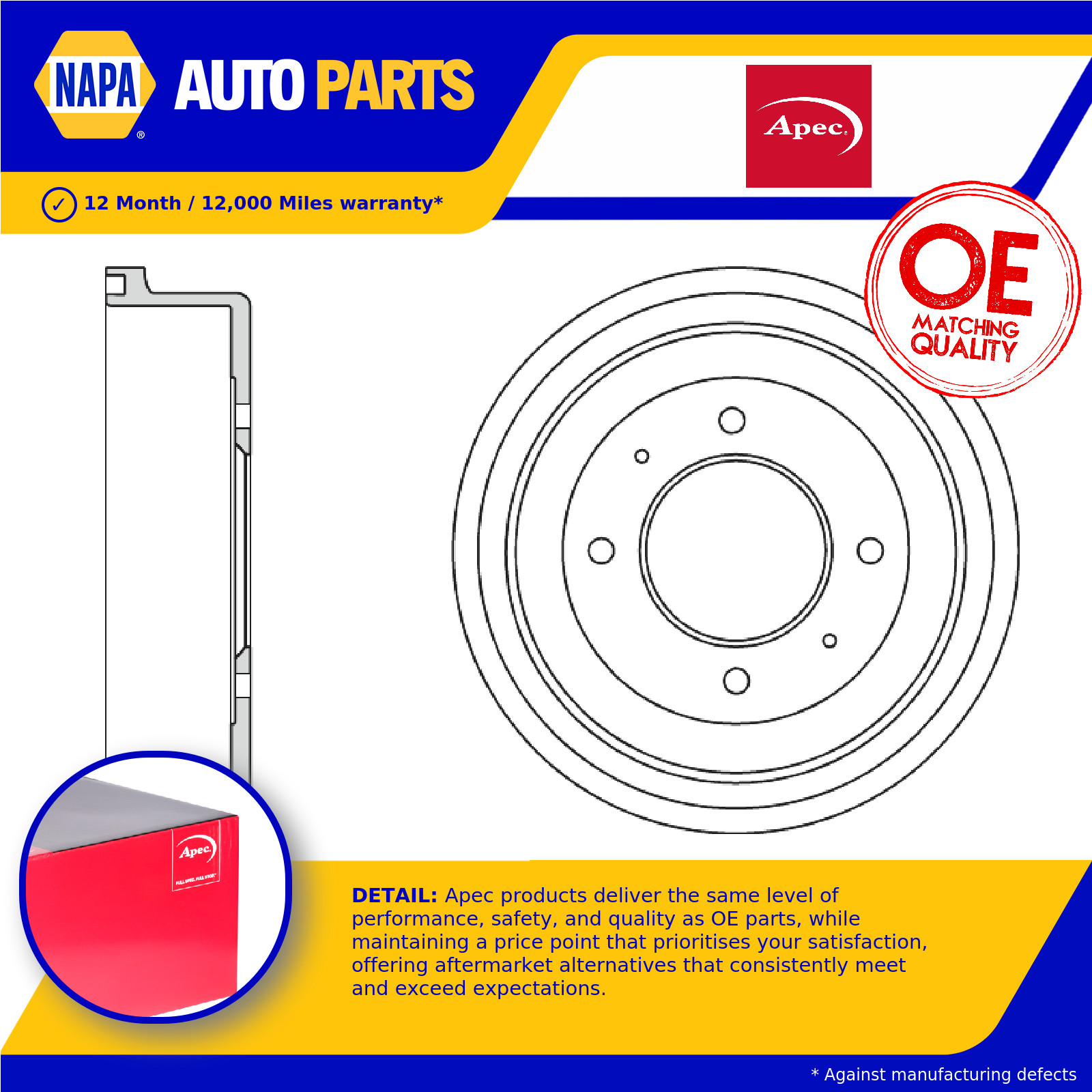 Brake Drum Rear DRM9981 Apec 4615A012 Genuine Top Quality Guaranteed New