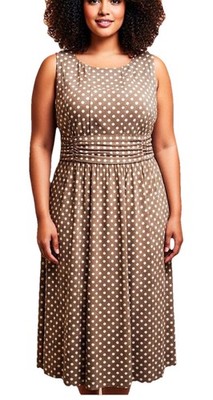 brown and white polka dot dress plus size Anne Klein Plus Size Classic Wrap Dress - Anne Black/Anne White main image 0