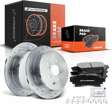 12.17" Rear Drilled Slotted Brake Rotors Ceramic Pads for Select Lexus Toyota
