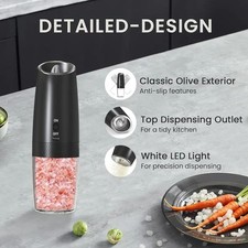 2-Pack Rechargeable Electric Salt and Pepper Grinder Set  Adjustable Coarseness