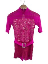 Weissman Pink Sequin Fringe Dance Costume MA 8/10 Jazz