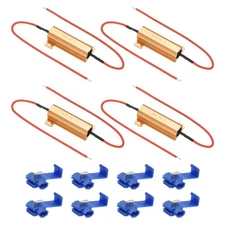 50W 4 Ohm Aluminum Shell Resistor, 4Pcs Housing Resistor with Clips, Golden