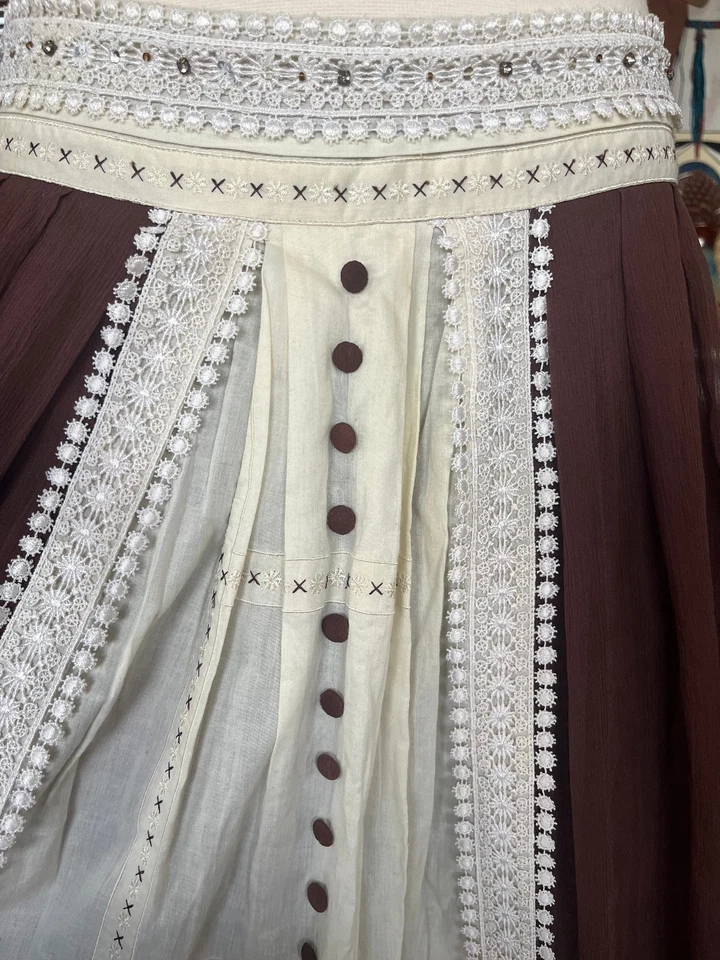 Falda Odille Vintage Rara Seda/Algodón; Romántica Cottagecore Campesina Boho Talla 8 Foto 4 de 4