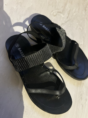 Bassano Glitzer FlipFlop Latschen Sandalen 37 Schwarz Silber Neu 