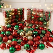 188 Pcs Christmas Balls Ornaments Set Colorful Assorted Size Shatterproof