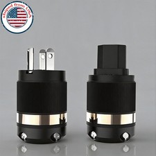 Pair Rhodium Plated Conductor US Power Plug Power Adapter  IEC Female Adapter