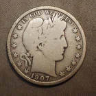 1907 **S** BARBER SILVER HALF DOLLAR ***NICE COIN!***  FREE SHIPPING! C1940