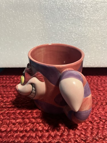 Cheshire Cat 3D Ceramic Coffee Mug Alice In Wonderland Disney Store Purple Pink - Picture 2 of 6
