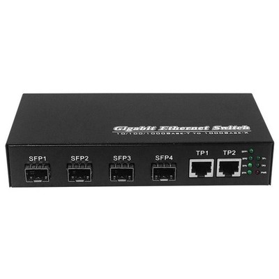 4 Optic 2 Electrical SFP Gigabit SM Photoelectric Converter Fibre Channel Switch