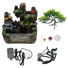 Indoor LED Water Fountain with Mist – Resin Rockery Waterfall for Home Décor