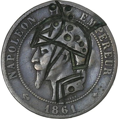 France, Napoléon III, 10 Centimes, 1861, Strasbourg, Satirique, Bronze, TB - Photo 1/2
