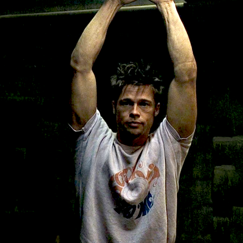 Sock It To Me T-Shirt worn by Tyler Durden (Brad Pitt) in Fight Club Sock It To Me T-Shirt worn by Tyler Durden (Brad Pitt) in Fight Club