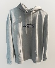 Porche Embroidered Logo Hoodie Sweatshirt grey Long Sleeve, Large