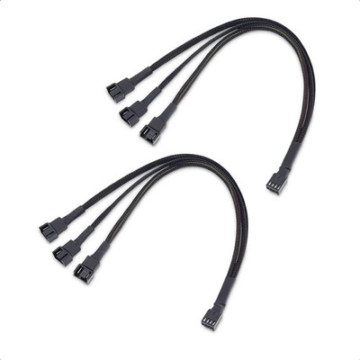 3-Wege PWM Lüfter Splitter - Schwarz Sleeved 4-Pin Verlängerungskabel für Computer Kühlung