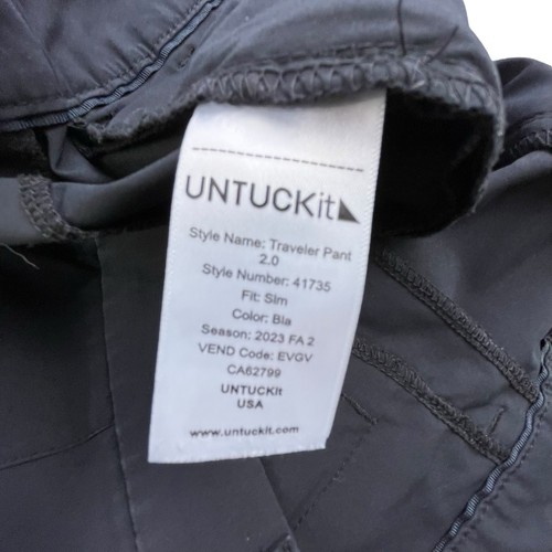 Untuckit Performance Pants Mens 32x32 Golf Black Chino Slim Fit Traveler Stretch - Picture 8 of 13