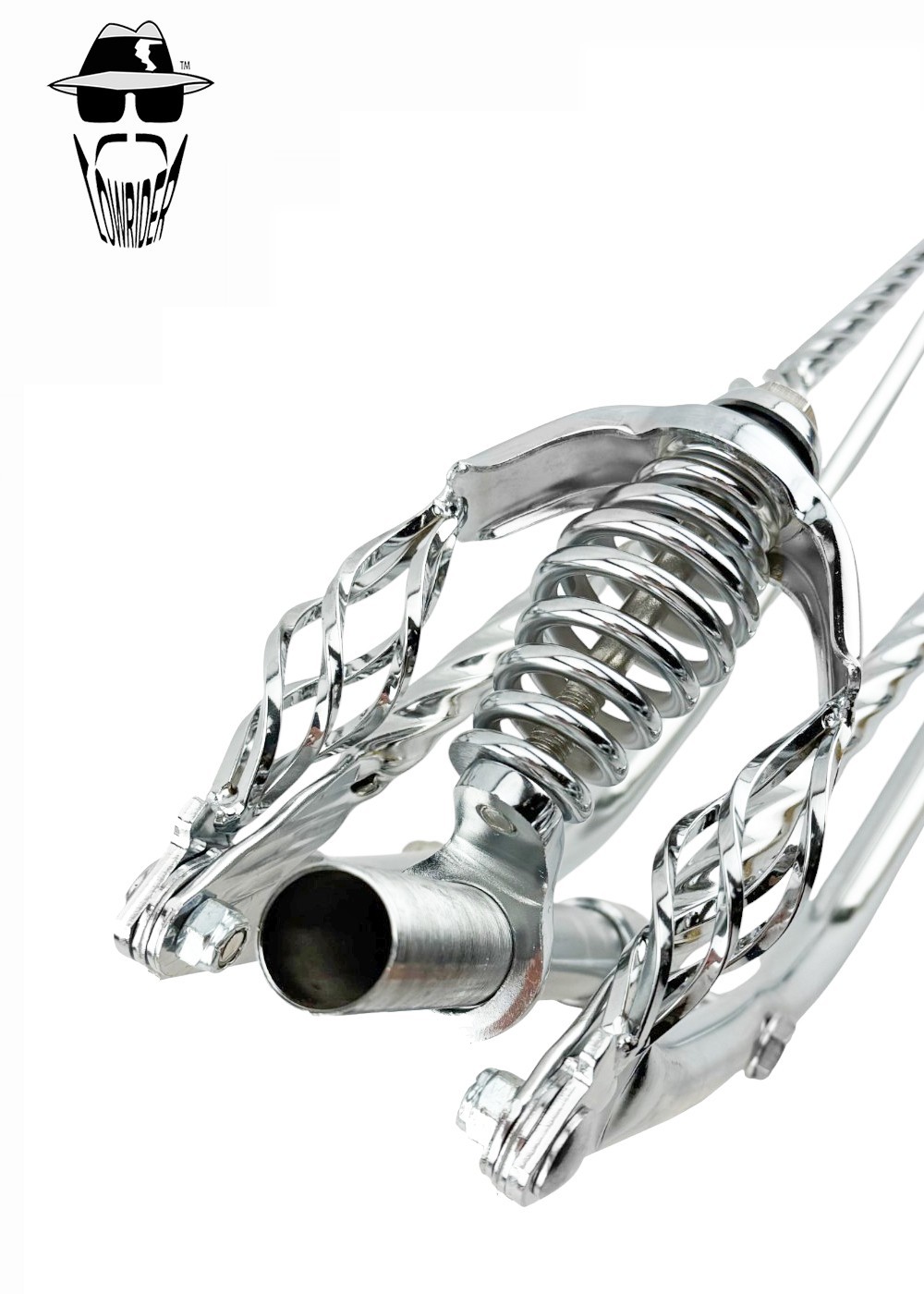 ORIGINAL LOWRIDER 26" Chrome Deluxe Drop-Down Springer Fork w/ Cage Twisted Bars