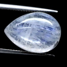 12.65 CT. Gemstone Unheated White Blue Rainbow Moonstone India Pear Cabochon