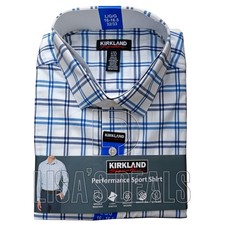 Kirkland Signature Men's Performance Sport 2 way Stretch Shirt Blue S L XL XXL