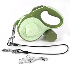 26ft Heavy Duty Retractable Dog Leash for Large Dogs with Poop Bag Holder Green