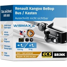 ANHÄNGERKUPPLUNG für Renault Kangoo BeBop 13-21 starr BRINK +7pol ESatz ABE