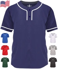 Exxact Sports 2-Button Plain Baseball Jersey For Men & Women, Sports Jersey