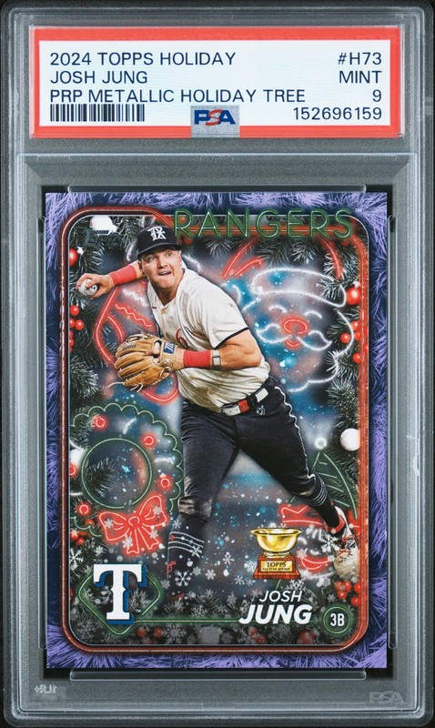 2024 TOPPS HOLIDAY PURPLE METALLIC HOLIDAY TREE #H73 JOSH JUNG 35/99 PSA 9
