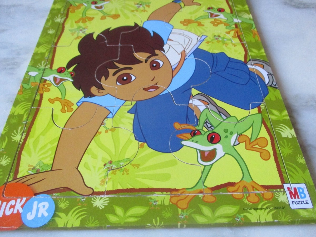 Diego Tray Puzzle- Wood Board 9 Big Pieces -MB /Nick Jr. 2007