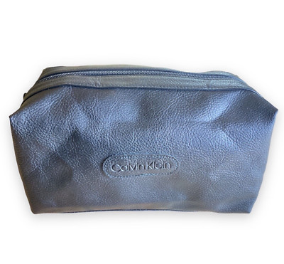 Travel Cosmetic Bag Mens Black Leather Wash Bag Calvin Klein