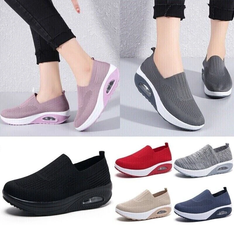 Women's Orthopedic Sneakers Cushion Platform Diabetic Walking Shoes Slip On Size - Image 3 of 4