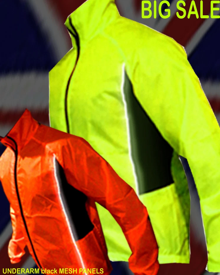 CYCLING JACKET Hi Viz HIGHLY VISIBLE WINDPROOF WATERPROOF BREATHABLE RIDING WALK