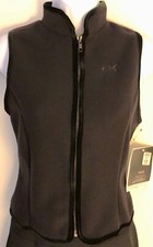 GK BLACK VEST ADULT MEDIUM POLYESTER FLEECE VELVET TRIM FRONT ZIP SKATE GYM AM