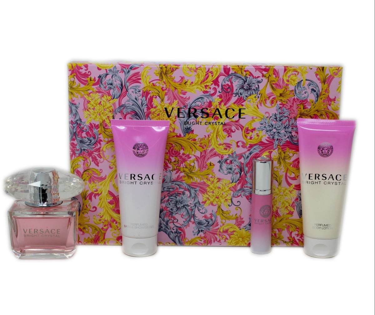 VERSACE BRIGHT CRYSTAL 4 PIECE GIFT SET EAU DE TOILETTE NATURAL