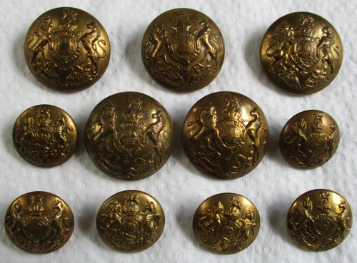 Set of 11x British Army:"GENERAL SERVICE BRASS BUTTONS" (23mm-17mm, WW1-WW2 Era)