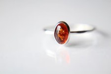 Baltic Amber Ring 925 Sterling Silver Warm Gemstone Ring Elegant Gift for Her
