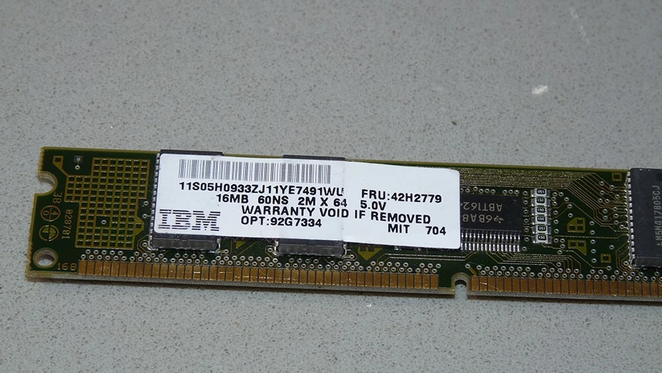 IBM 16MB EDO SIMM Memory Ram 168 pin Fru: 42H2779 - Image 2 of 3