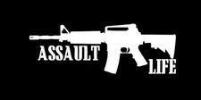 M-4 Rifle Assault Life Black & White Vinyl Decal Bumper Sticker