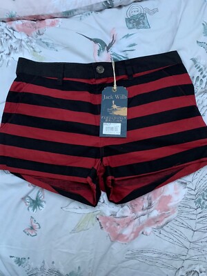 Jack Wills JW Riley Womens Girls Stripe Shorts UK 14 Navy