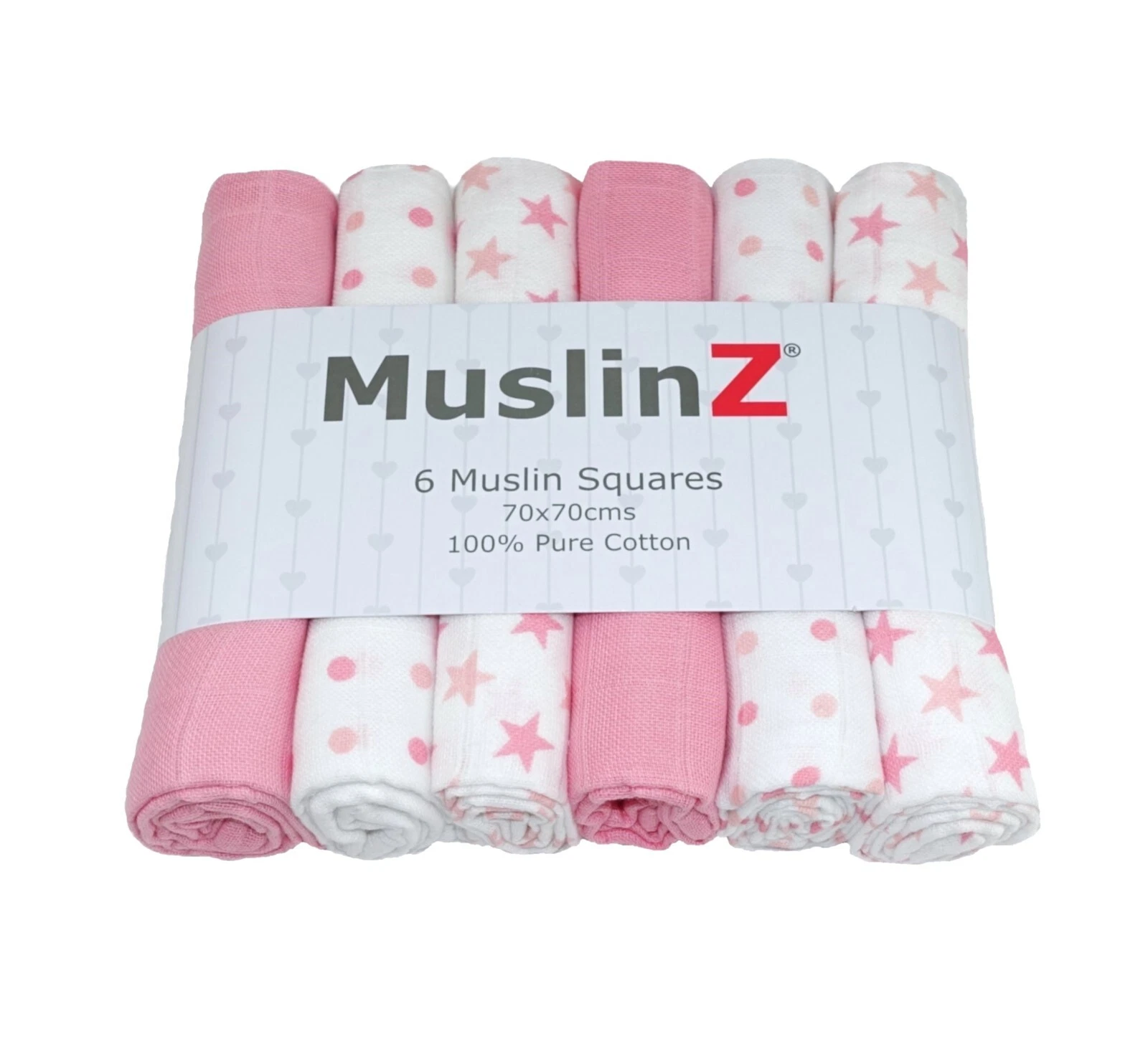 MuslinZ 6PK Baby Muslin Squares Cloths 70cm 100% Pure Soft Cotton Pale Pink Star
Opens in a new wind
