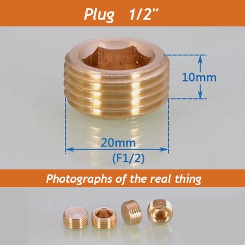 Brass Internal Hexagon Blanking Plugs with Male Tapered BSP Threads 1/8~2 Zoll - Picture 13 of 24
