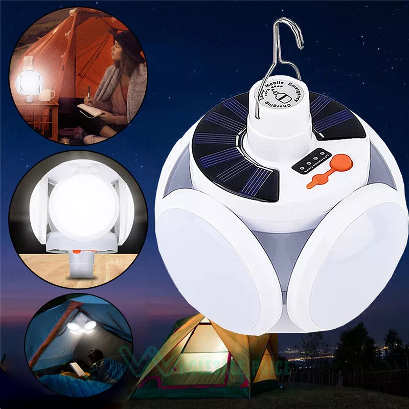 Solar LED Garage Light Foldable Camping LED Lamp Rechargeable Tent