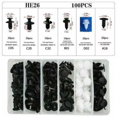 ゴットパック10枚 100pcs+4Tool Bumper Clips Auto Car Hole Plastic Rivets Fastener