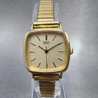 Seiko Watch Women 21mm White Dial Gold Tone Rectangle 1421-5670 New Battery
