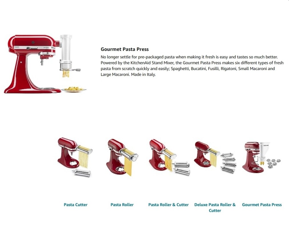 KSMPEXTA Gourmet Pasta Press Attachment And 6 Interchangeable Pasta