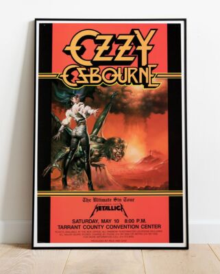 Ozzy Osbourne Metallica 1986 Fort Worth Tour Poster - Live Up To 36''