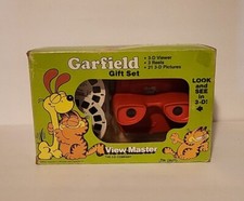 Vintage Garfield View-Master Gift Set WITH BOX  3 Reels Toy 3D Cat Slides