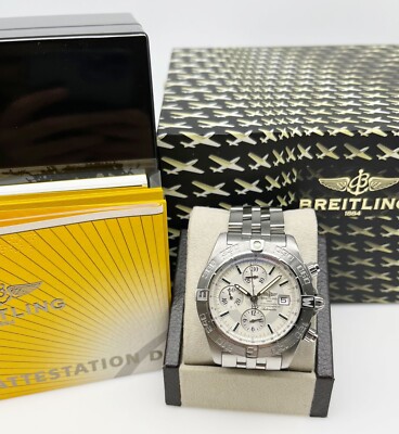 Breitling Galactic A13364 Chronograph II Silver Dial Steel 44mm Box Paper