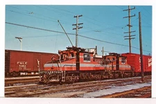1959 Chicago Aurora & Elgin Electrics 2001 and 2002 @IHB Bellwood IL RR Postcard