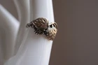 Sterling Silver 925 Ring Grapes & Leaves Motif Spinel 3.1g Ster Sz 6.75 Vintage